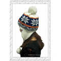 New Winter Jacquard Lady Earflap Knitted Hat with Balls (1-3509)